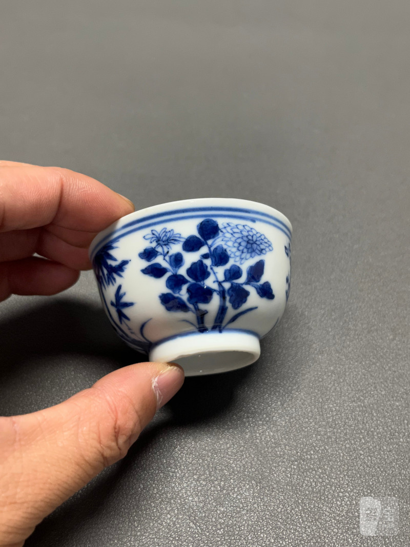 清光绪  青花外四君子内团龙纹茶圆 - 图4